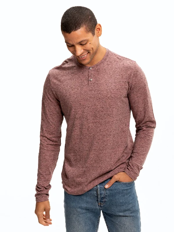 Braeden Black Fleck Long Sleeve Triblend Henley