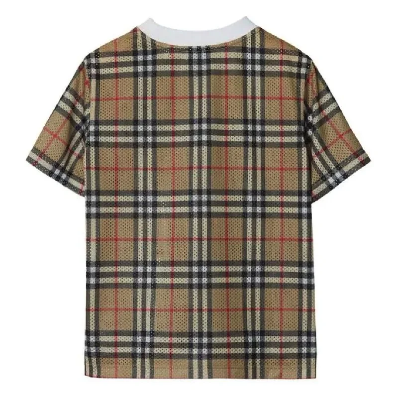 Beige Check Mesh T-shirt