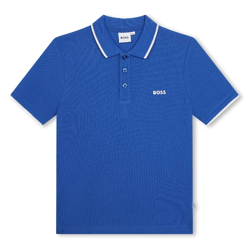 Blue Short Sleeve Logo Polo