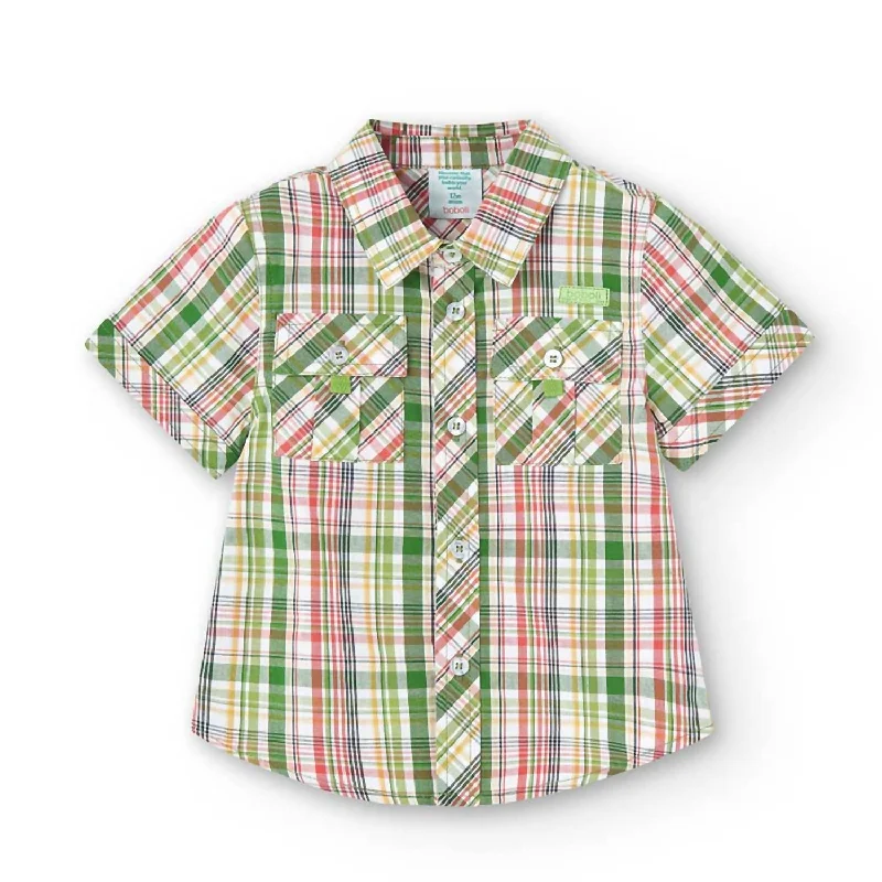 Boys' Checked Poplin Shirt In Checks