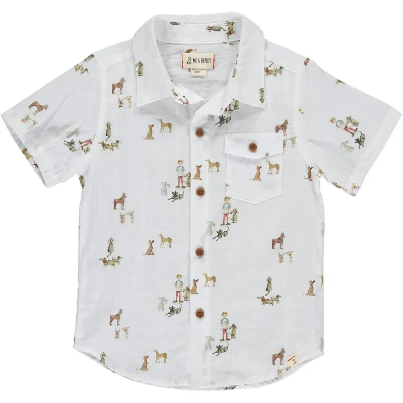 Boys Henry Button Down Shirt In White