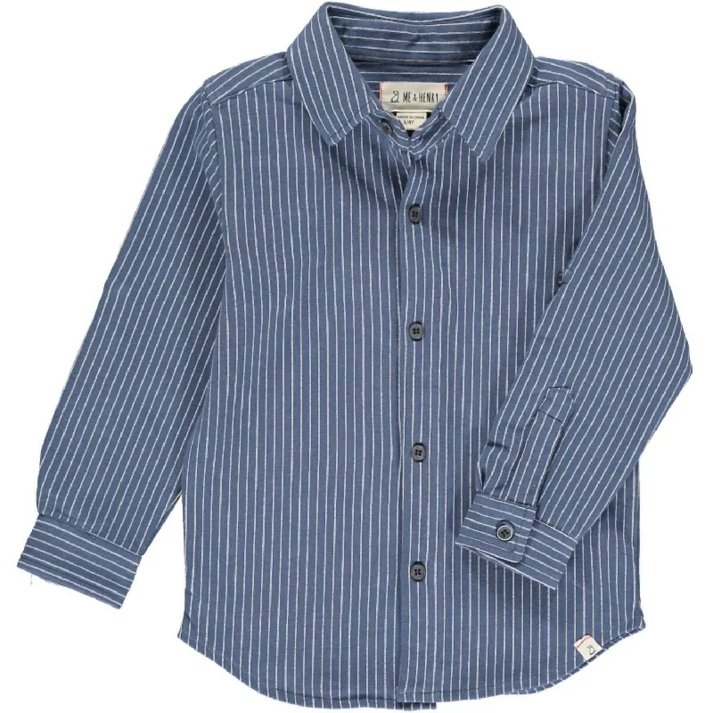 Boys Jersey Knit Button Down Shirt In Blue