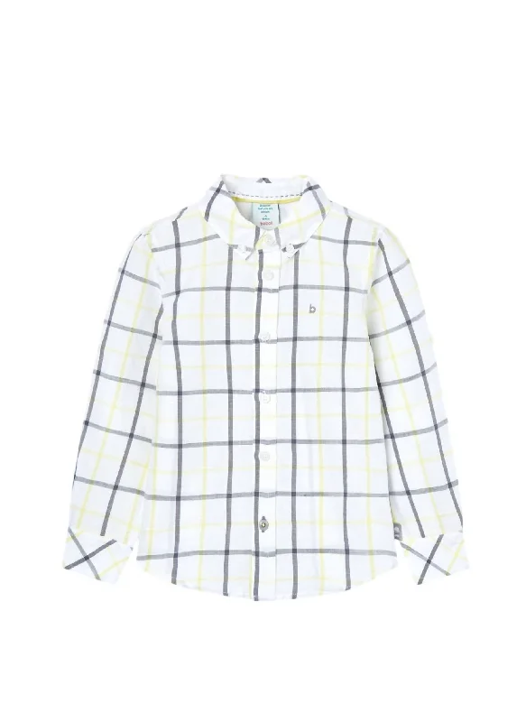 Boys' Long Sleeve Linen Shirt In Checks