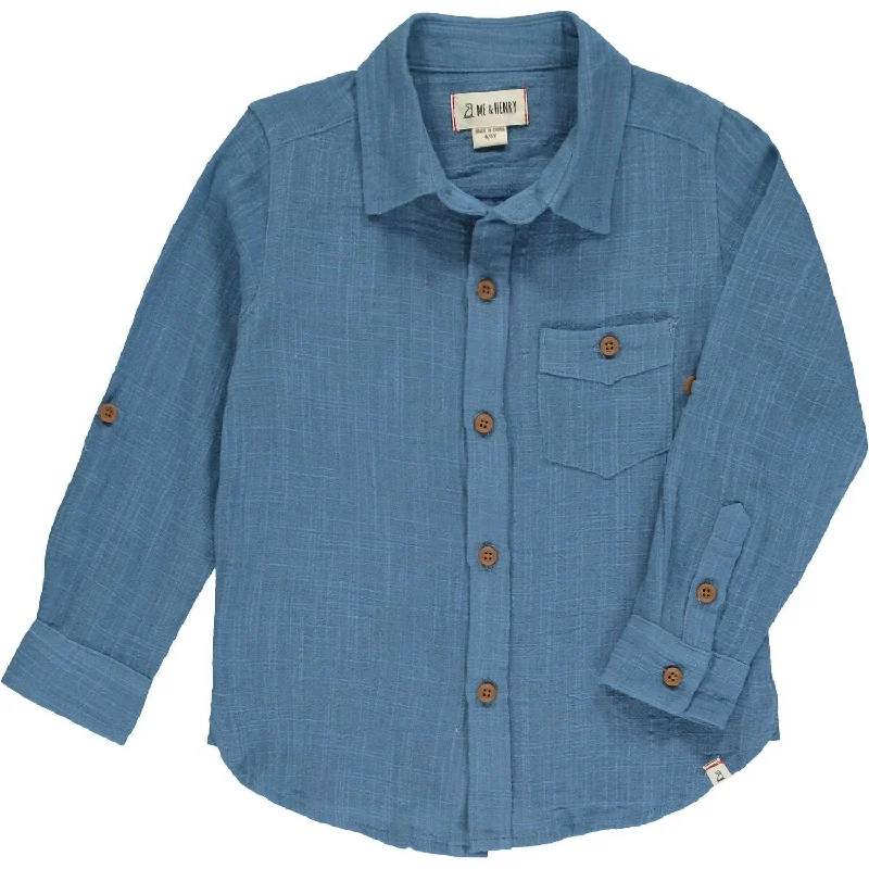 Boy's Merchant Button Down Shirt In Blue