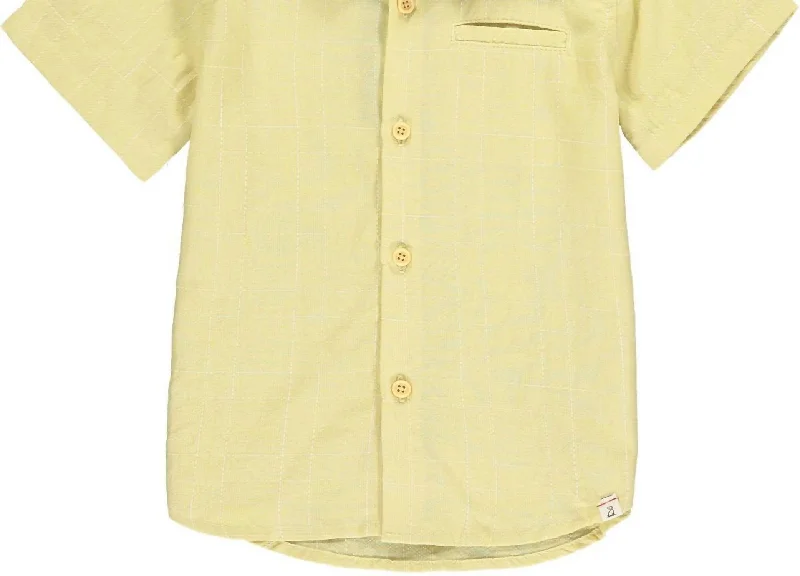 Boy's Newport Button Down Shirt In Gold Grid