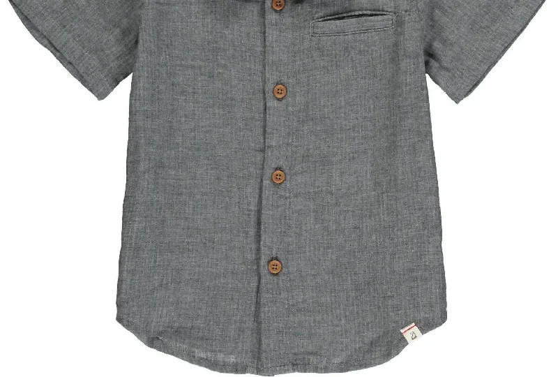 Boy's Newport Button Down Shirt In Grey Gauze