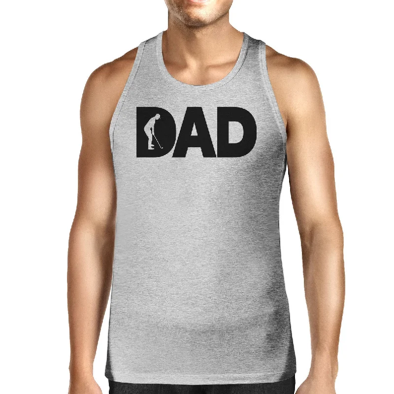 Dad Golf Mens Grey Sleeveless Tee Funny Design Tank For Golf Lovers