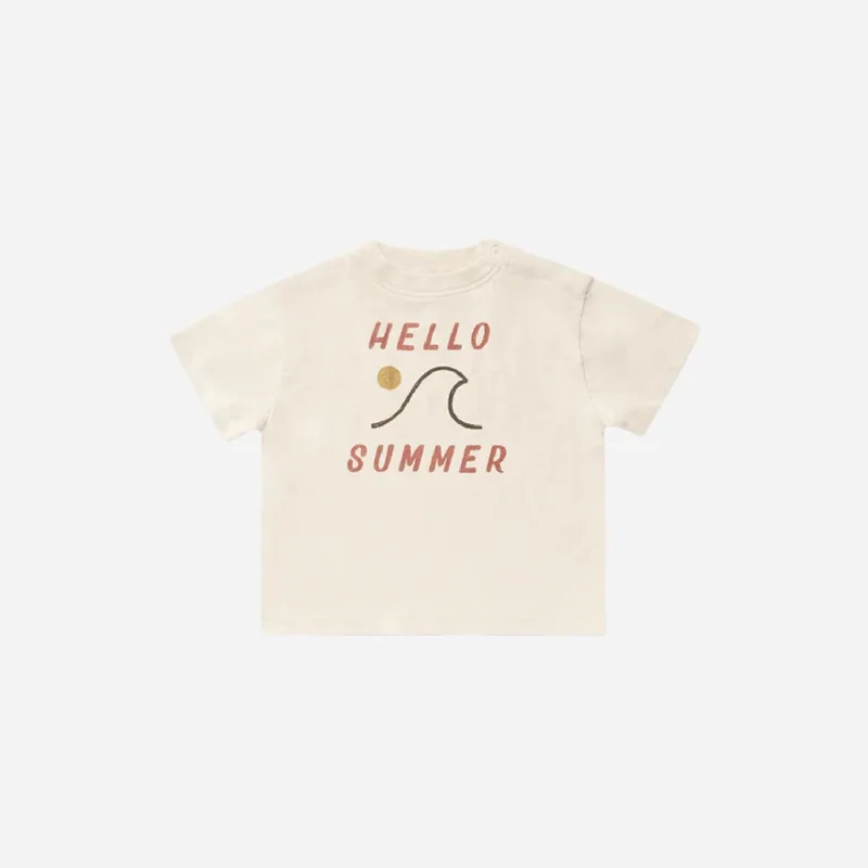 Kids Relaxed Hello Summer Graphic Tee In Natural