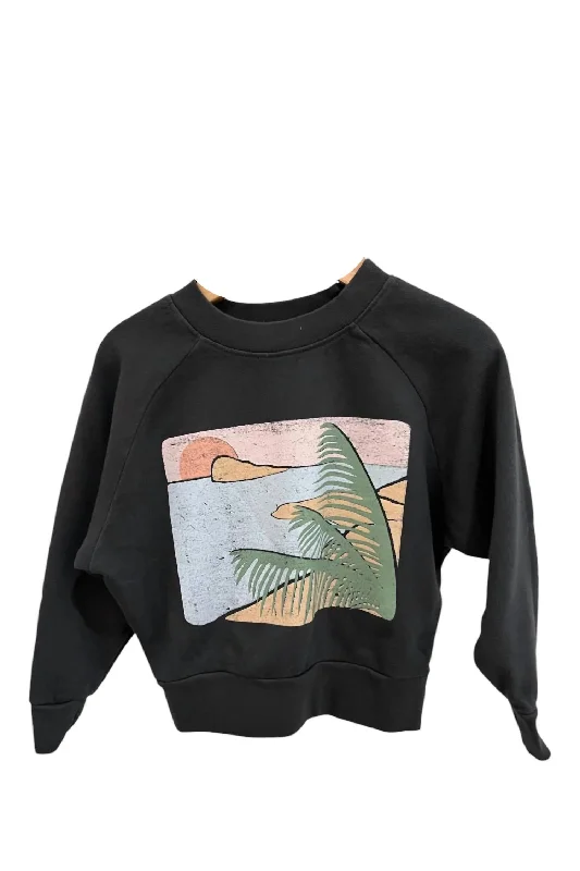 Kid's Secret Spot Boxy Sweatshirt In Faded Black