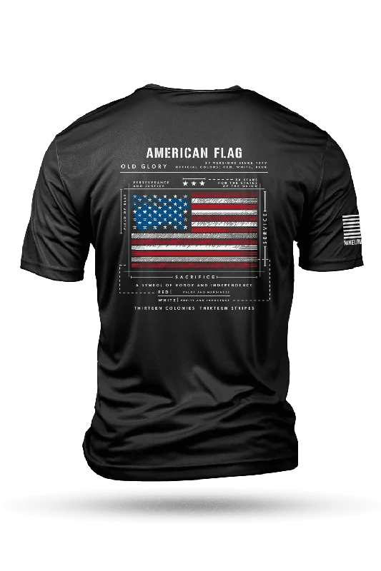 Moisture Wicking T-Shirt - American Flag Schematic