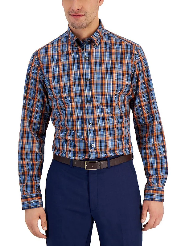 Mens Plaid Slim Fit Button-Down Shirt