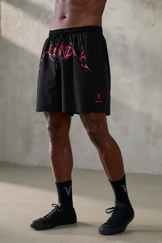 V_LYTE 7" RED VEINS GRAPHIC SHORTS - Black