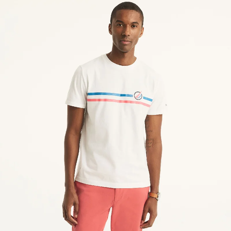 Nautica Mens Chest-Stripe Crewneck T-Shirt