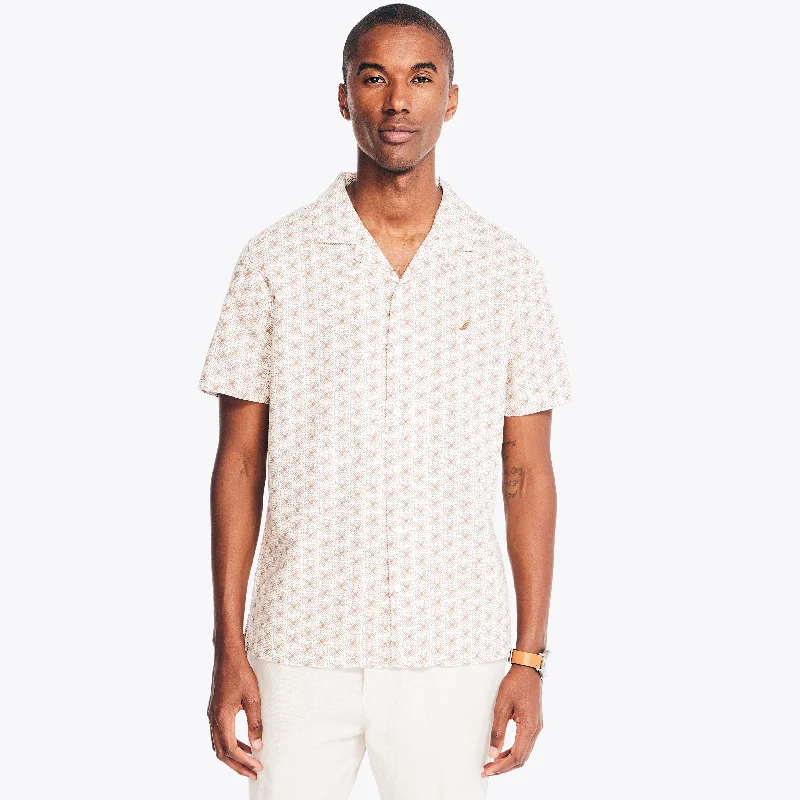 Nautica Mens Sustainably Crafted Printed Linen Short-Sleeve Shirt