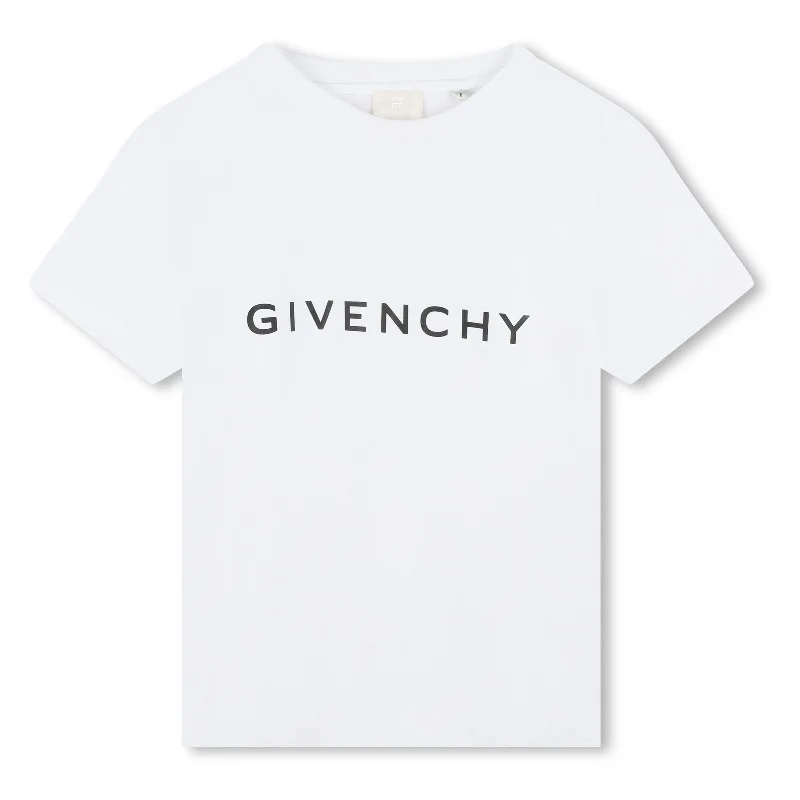 White Logo Print Cotton T-Shirt