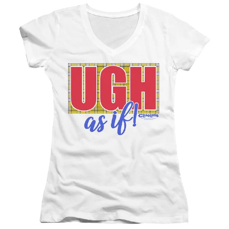 Clueless Juniors V-Neck T-Shirt Ugh As If White Tee