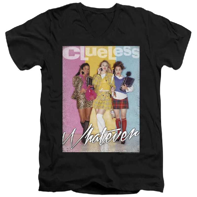 Clueless Slim Fit V-Neck T-Shirt Whatever Black Tee