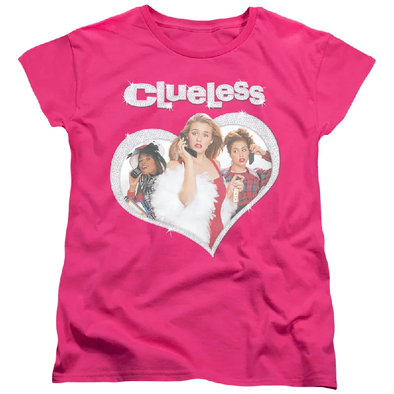 Clueless Womens T-Shirt Characters in Heart Hot Pink Tee