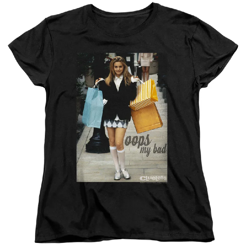 Clueless Womens T-Shirt Cher Oops My Bad Black Tee