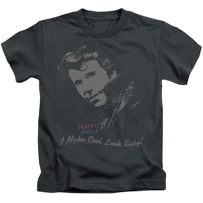 Happy Days Boys T-Shirt Cool Fonz Charcoal Tee