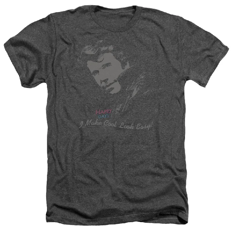 Happy Days Heather T-Shirt Cool Fonz Charcoal Tee