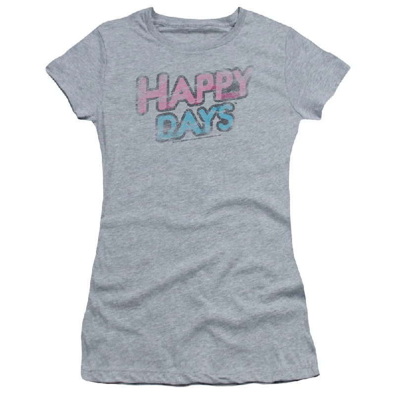 Happy Days Juniors T-Shirt Distressed Logo Athletic Heather Tee