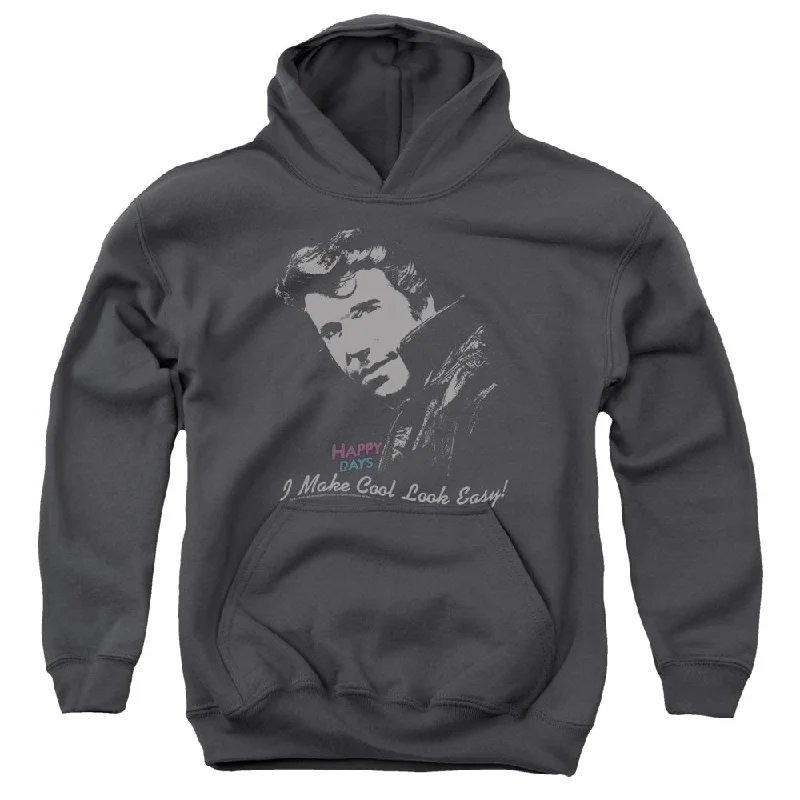 Happy Days Kids Hoodie Cool Fonz Charcoal Hoody