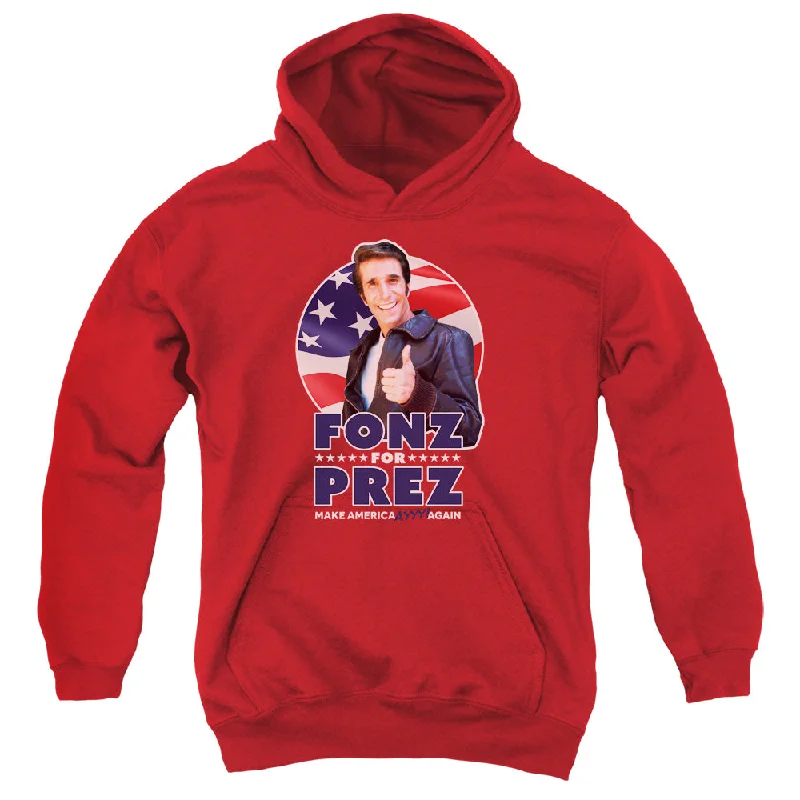 Happy Days Kids Hoodie Fonz For President Red Hoody