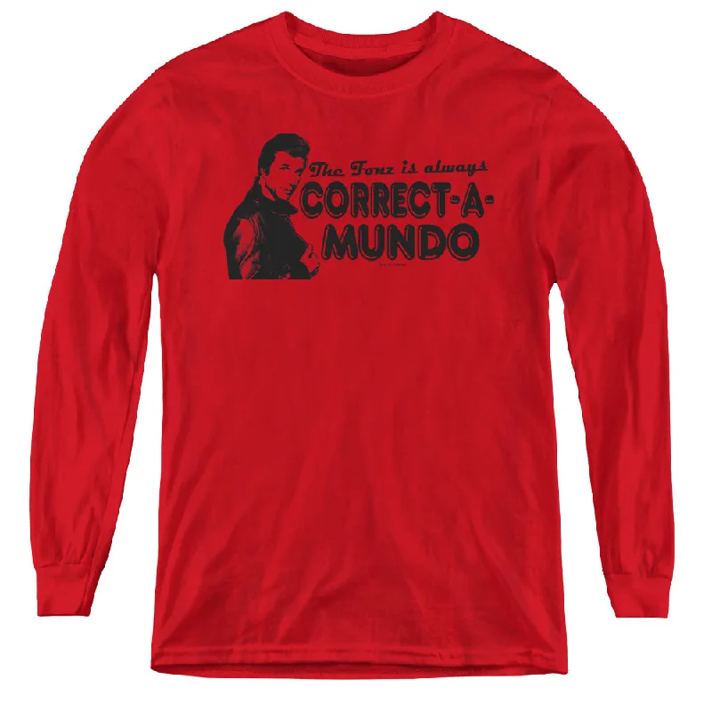 Happy Days Kids Long Sleeve Shirt Correct a Mundo Red Tee