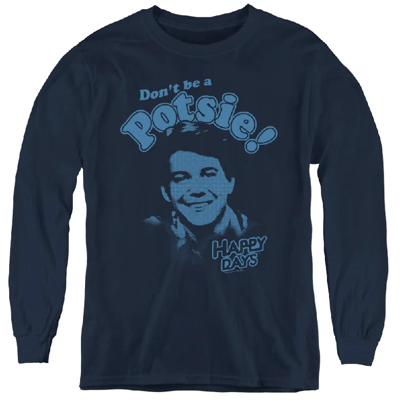 Happy Days Kids Long Sleeve Shirt Don't Be a Potsie Navy Tee