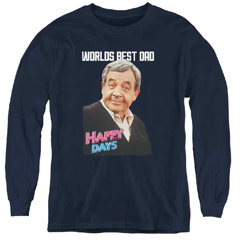 Happy Days Kids Long Sleeve Shirt Worlds Best Dad Navy Tee