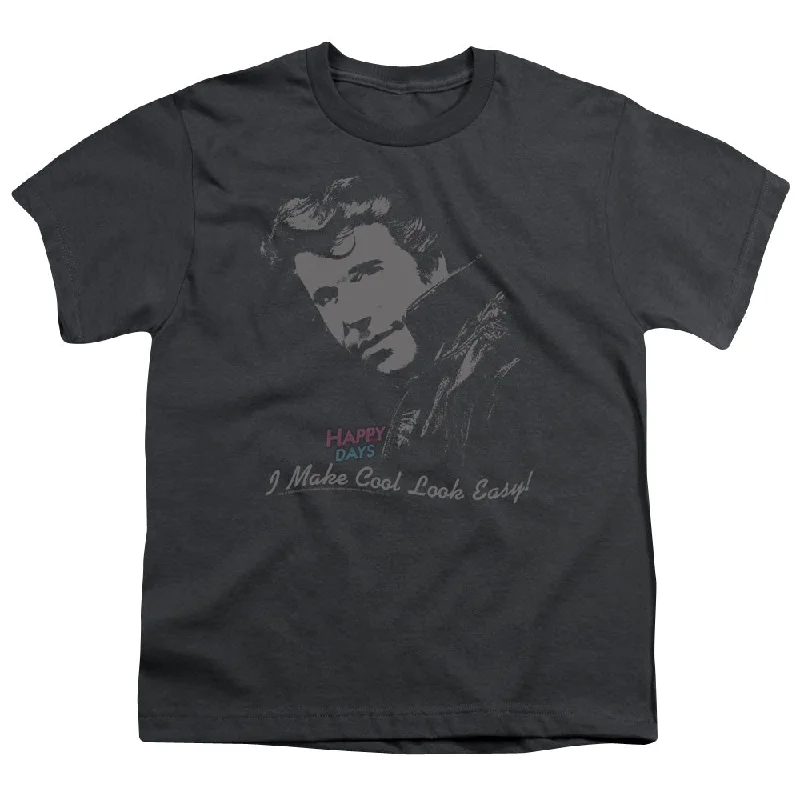 Happy Days Kids T-Shirt Cool Fonz Charcoal Tee