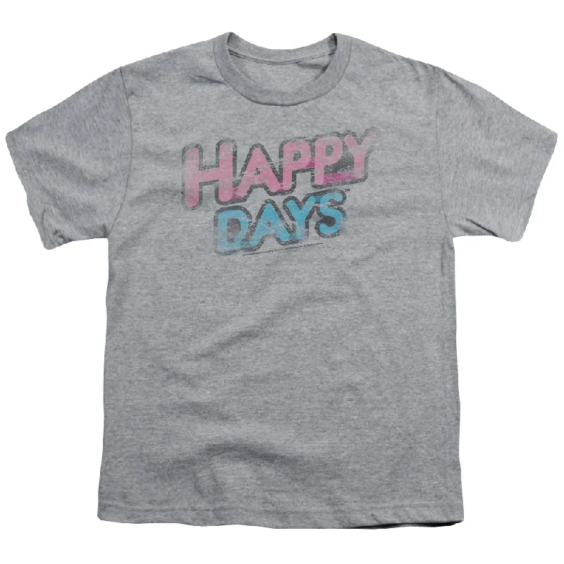 Happy Days Kids T-Shirt Distressed Logo Athletic Heather Tee