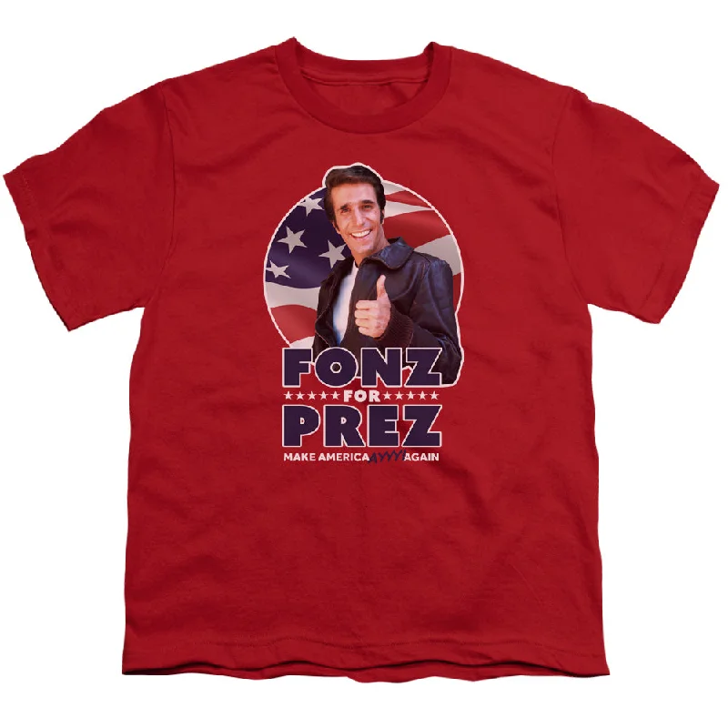 Happy Days Kids T-Shirt Fonz For President Red Tee