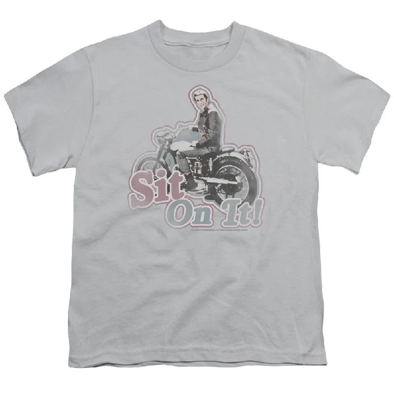 Happy Days Kids T-Shirt Fonzie Sit on It Silver Tee