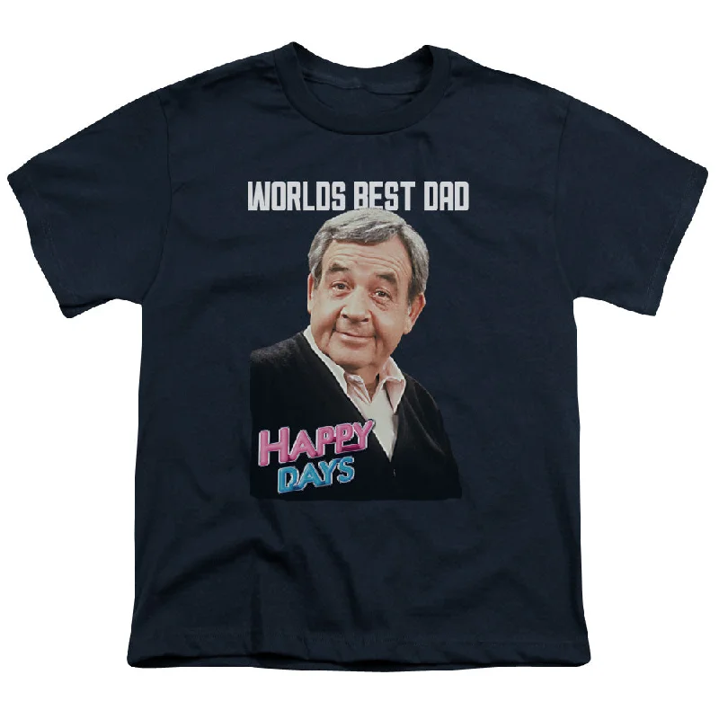 Happy Days Kids T-Shirt Worlds Best Dad Navy Tee