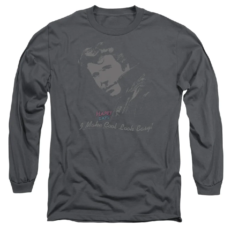 Happy Days Long Sleeve T-Shirt Cool Fonz Charcoal Tee