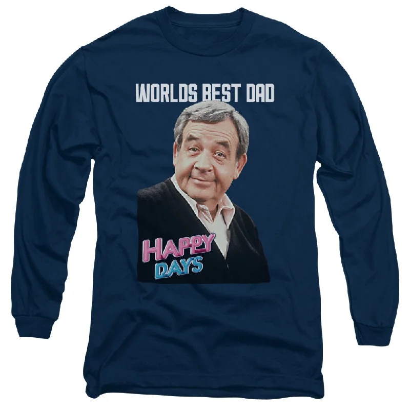 Happy Days Long Sleeve T-Shirt Worlds Best Dad Navy Tee