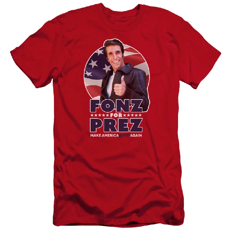 Happy Days Premium Canvas T-Shirt Fonz For President Red Tee