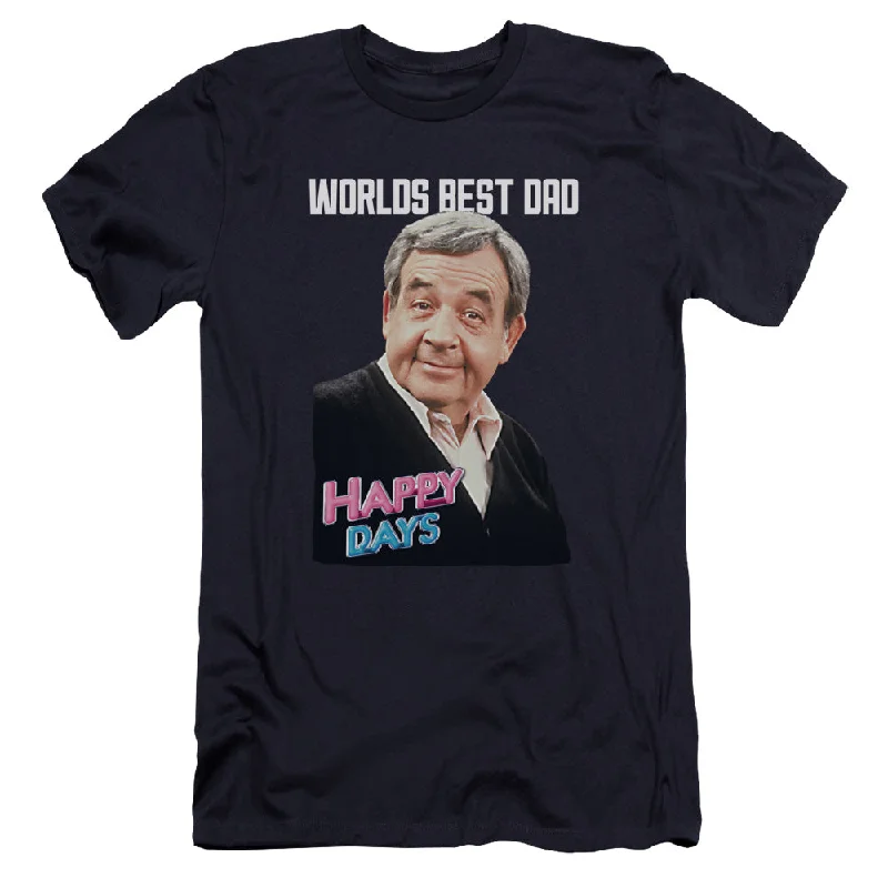 Happy Days Premium Canvas T-Shirt Worlds Best Dad Navy Tee