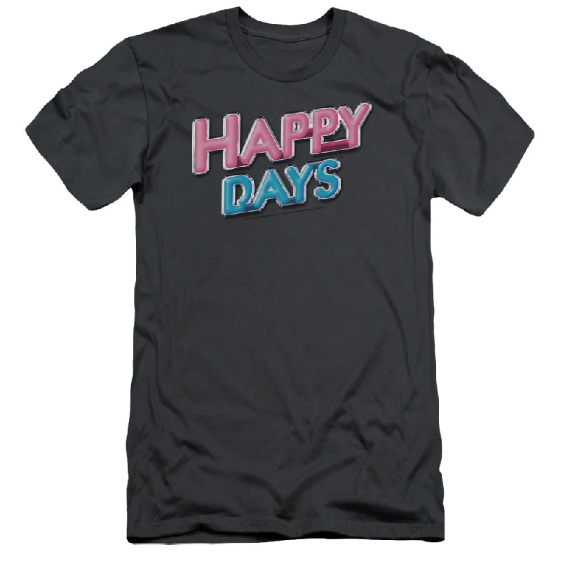 Happy Days Slim Fit T-Shirt Logo Charcoal Tee