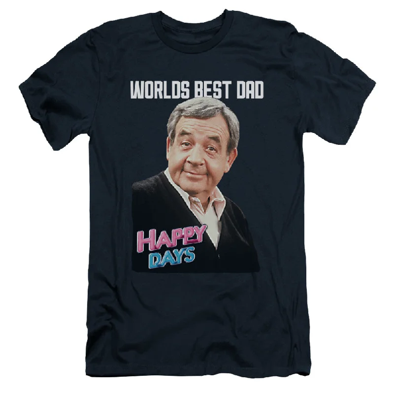 Happy Days Slim Fit T-Shirt Worlds Best Dad Navy Tee