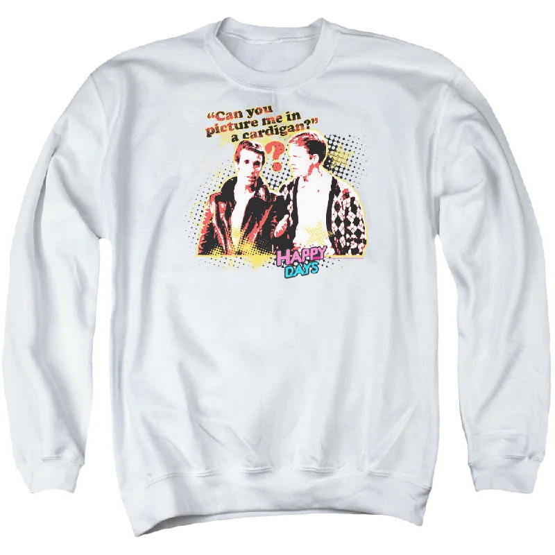 Happy Days Sweatshirt Picture Me in a Cardigan White Pullover