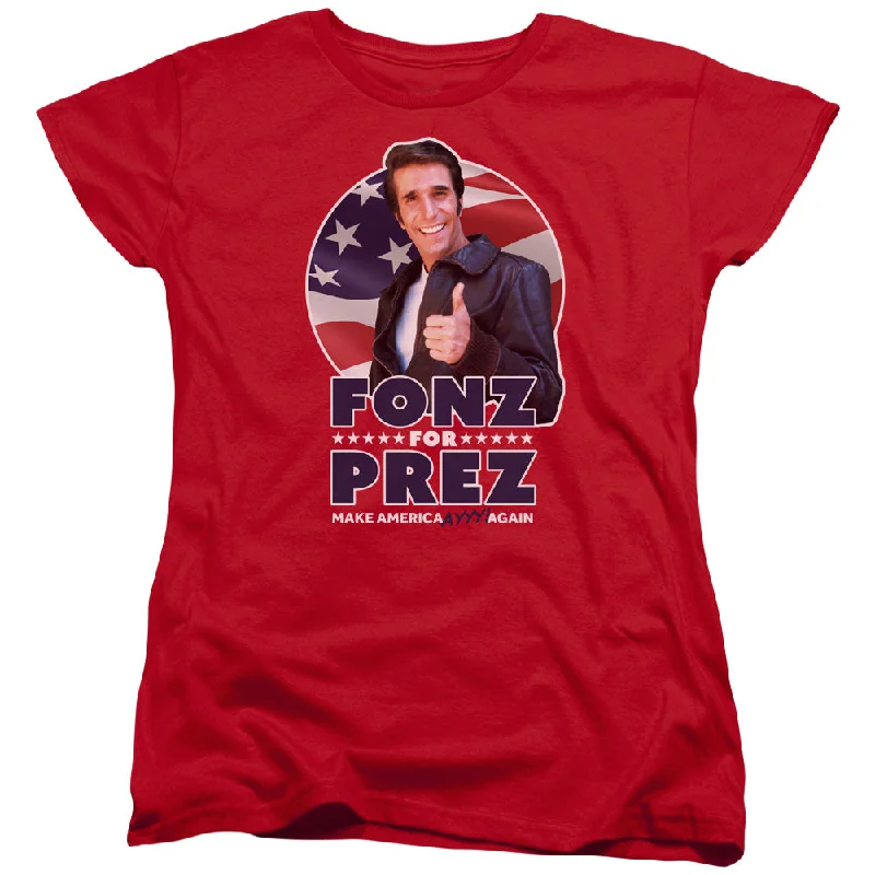 Happy Days Womens T-Shirt Fonz For President Red Tee