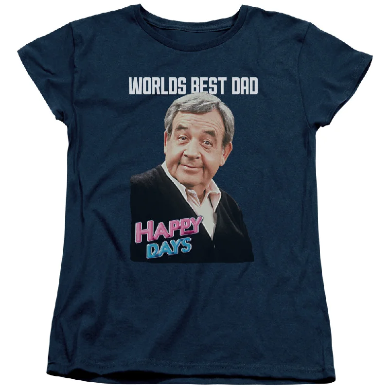 Happy Days Womens T-Shirt Worlds Best Dad Navy Tee