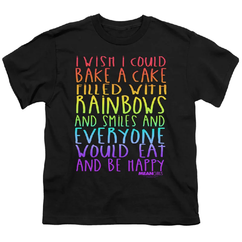 Mean Girls Kids T-Shirt Rainbows and Cake Black Tee