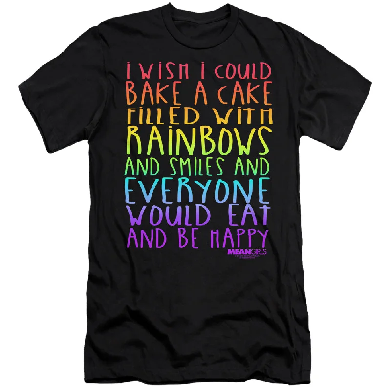 Mean Girls Slim Fit T-Shirt Rainbows and Cake Black Tee