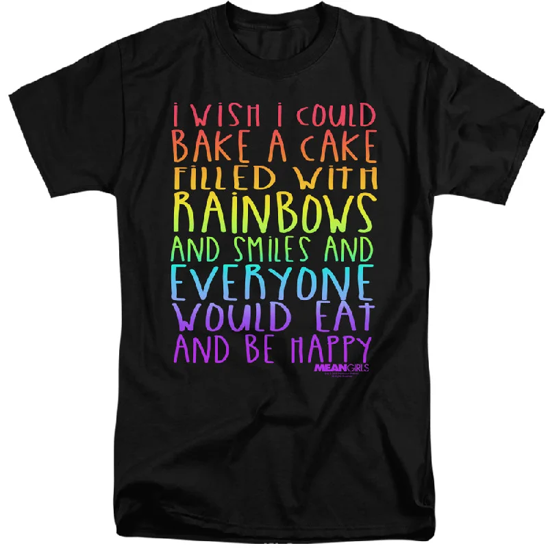 Mean Girls Tall T-Shirt Rainbows and Cake Black Tee