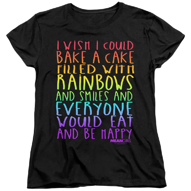 Mean Girls Womens T-Shirt Rainbows and Cake Black Tee