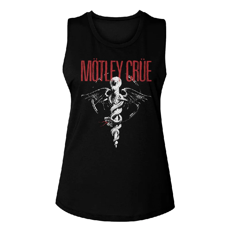 Motley Crue Dr Feelgood Album Art Ladies Muscle Black Tank Top